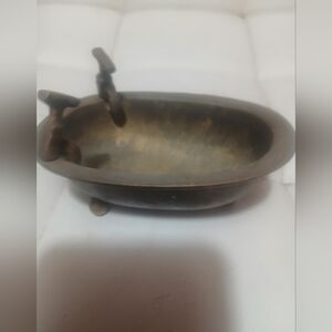 Brass Mini Bathtub Trinket Dish - Antique Finish collectible rare